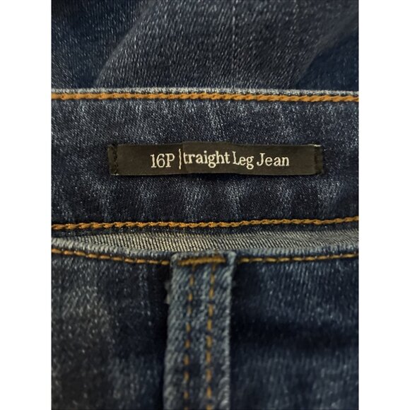 Talbots Womens 16P Straight Leg Jeans Blue Denim Stretch Petite High Rise - Picture 4 of 6